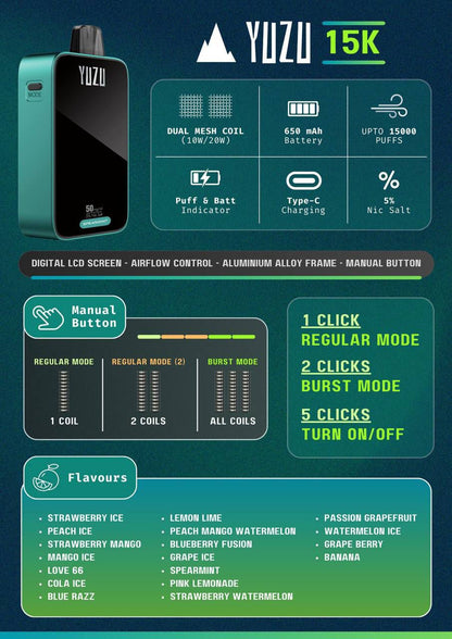 Yuzu 15000 Puff 5% Disposable Vape India | Vape Store